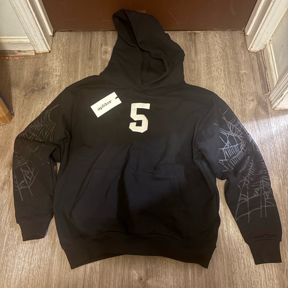 Black Hoodie with Spider Web Design